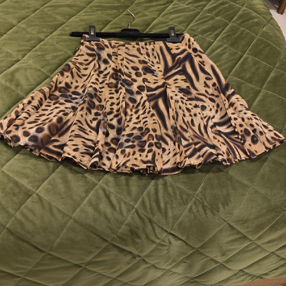 Chic Animal Print Skater Skirt